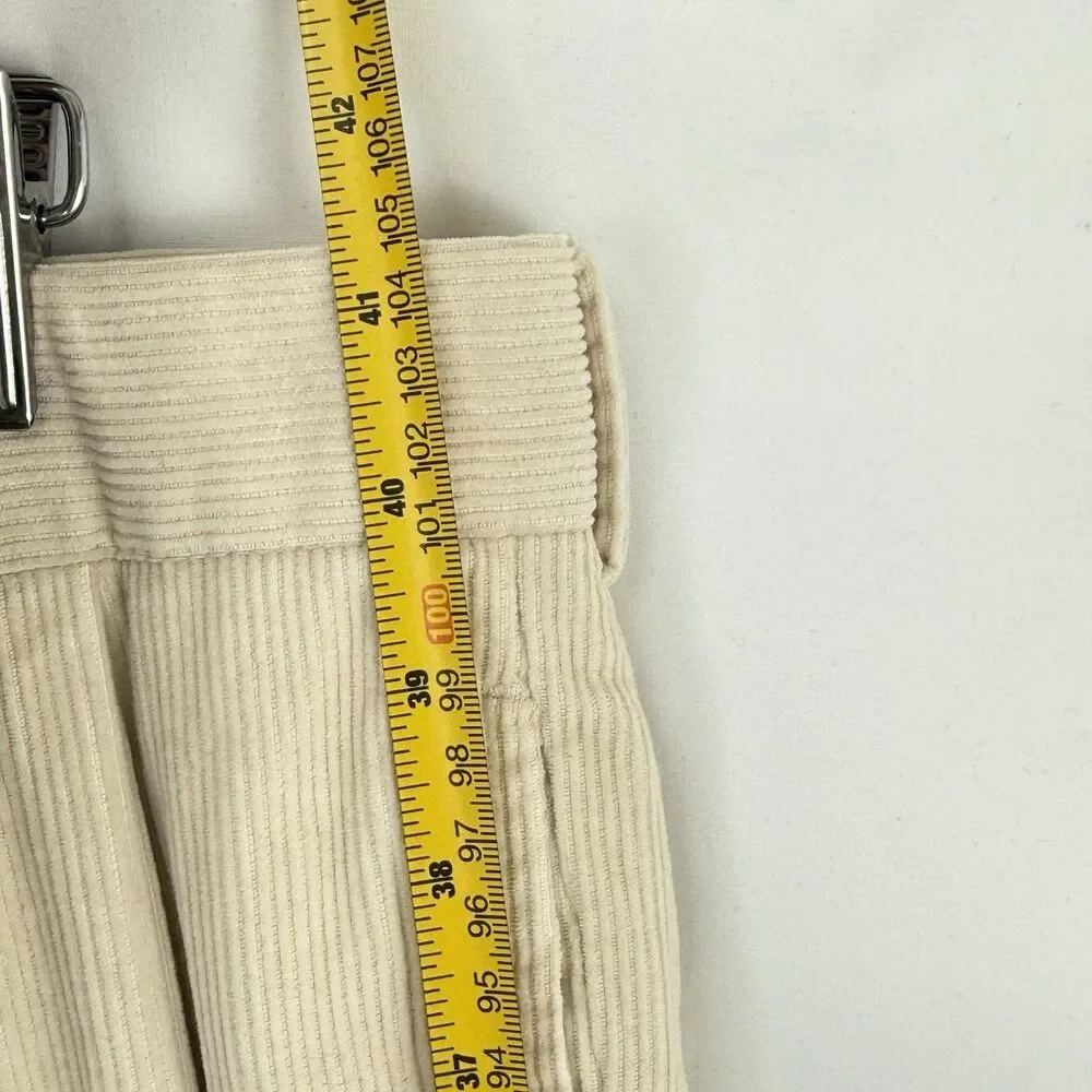 VTG Jos. A. Bank Mens Pants Beige Corduroy Straight Cuffed Pleat Chinos Size 35 - Picture 15 of 15
